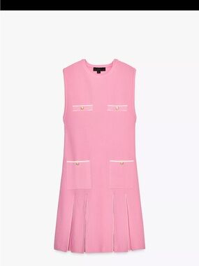 Zara Pink Sleeveless Mini Dress with Pocket Details